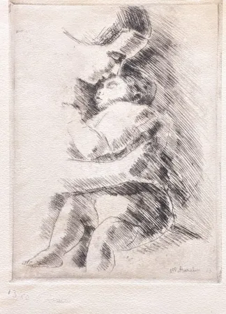 版画 Asselin - Maternité