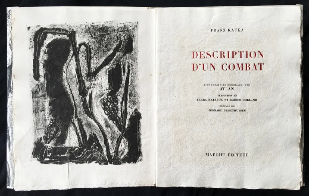 插图书 Atlan - F. Kafka. DESCRIPTION D'UN COMBAT. Lithographies originales d'Atlan (1946)