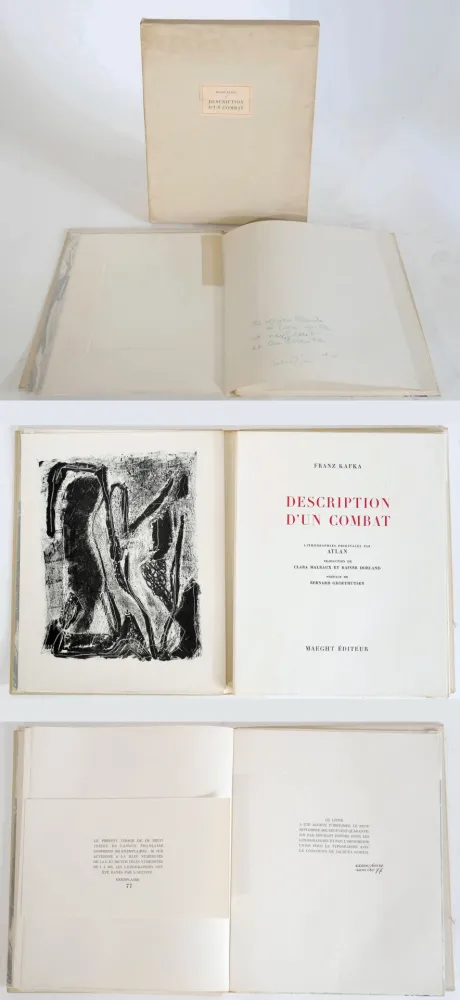 插图书 Atlan - Kafka. DESCRIPTION D'UN COMBAT. 16 ithographies originales d'Atlan (1946)