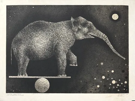 版画 Avati - Eléphant équilibriste