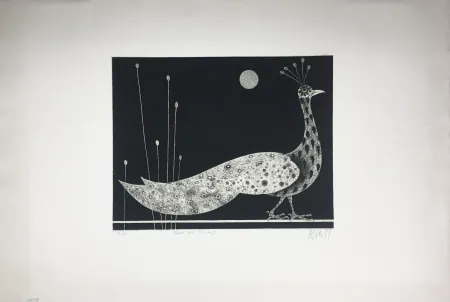 美柔汀铜版画 Avati - PAON AUX ROSEAUX (1958)