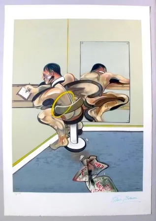 石版画 Bacon - Figure Writing Reflected In A Mirror