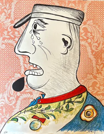 石版画 Baj - Enrico Baj (1924–2003) – Le grande Charles – Color lithograph on paper – 1965