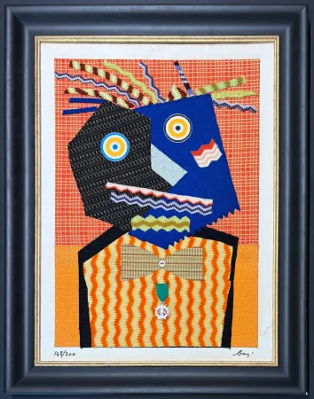 复数作品 Baj - Enrico Baj (1924–2003) – MISTER DUPONT DE NEMOURS – Fabrics and collage on board – 1969