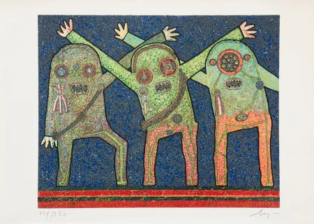 版画 Baj - Enrico baj (1924–2003) – Riunione della C.I.A. nel bosco - Mixed media - 1973