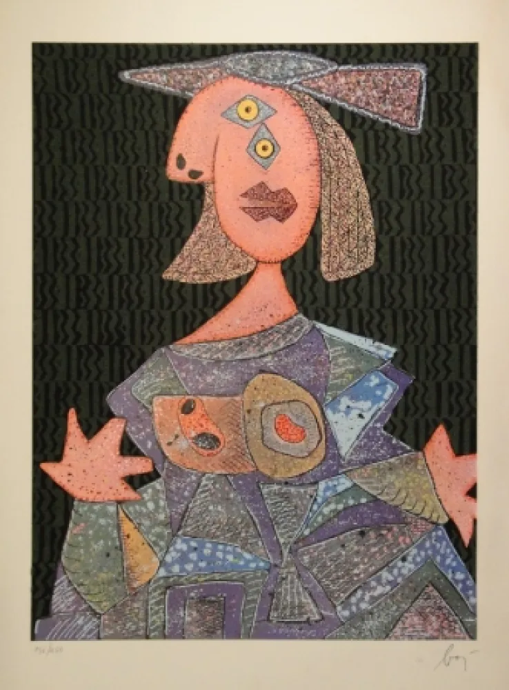 蚀刻飞尘法 Baj - Femme assise