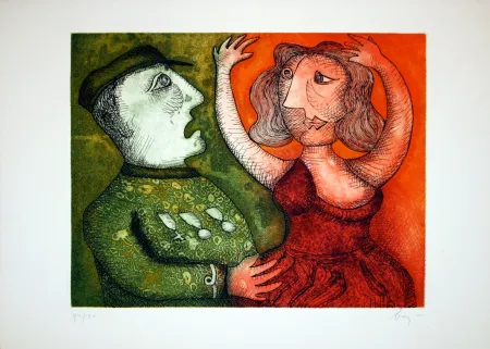 版画 Baj - Generale con la sua favorita