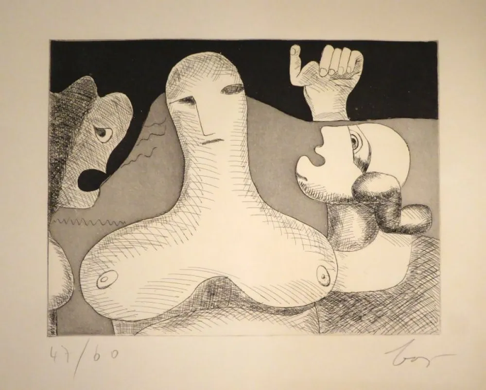 版画 Baj - Hommage à Le Corbusier