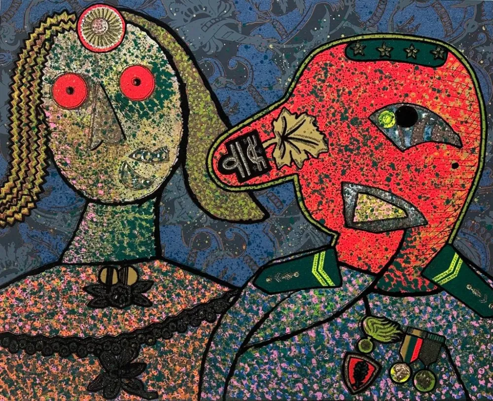 丝网印刷 Baj - Il Generale Amin e una delle sue mogli