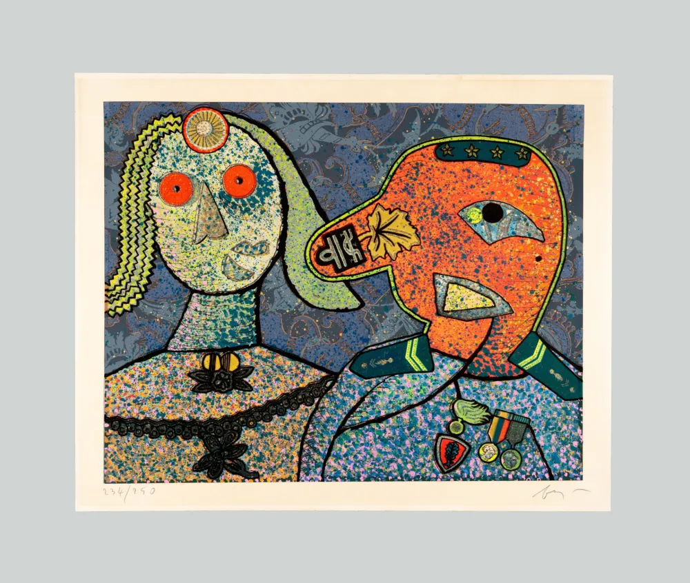 丝网印刷 Baj - Il generale Dada e una delle sue mogli