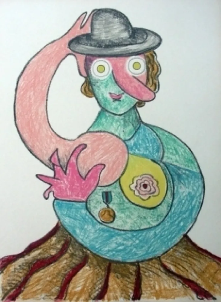 石版画 Baj - La femme au chapeau