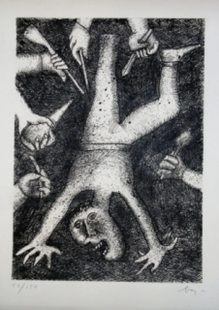 干刻版画 Baj - Tête à l'envers