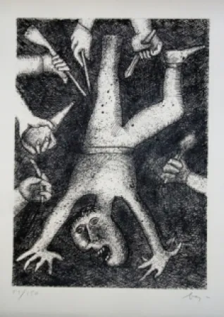 干刻版画 Baj - Tête à l'envers