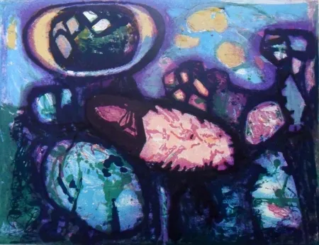 石版画 Balle - Gloedende vaekst (Glowing growth)