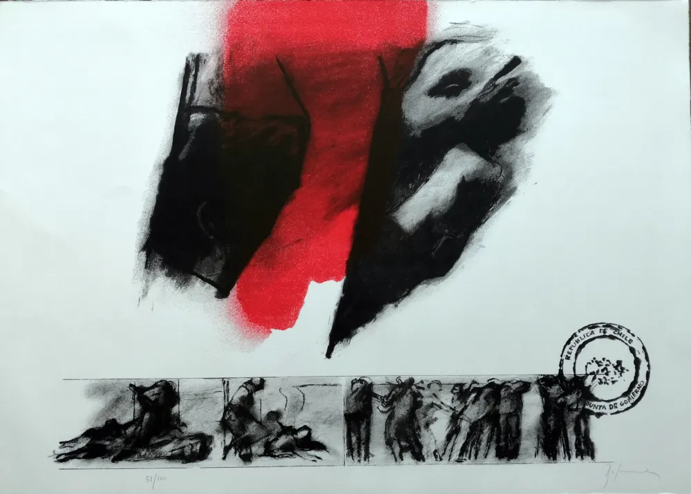 石版画 Balmes - El rojo gota a gota va naciendo