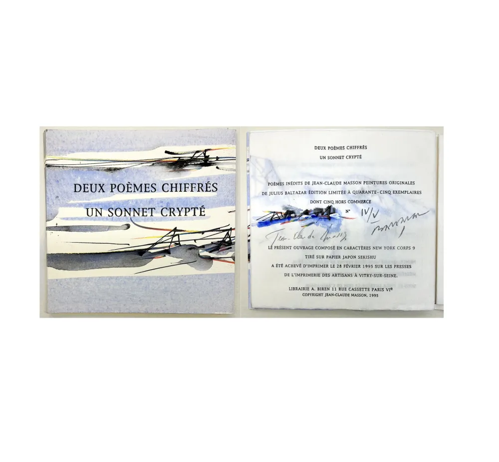 插图书 Baltazar - DEUX POÈMES CHIFFRÉS UN SONNET CRYPTÉ. Peintures originales (1995)