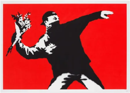 丝网印刷 Banksy - Love Is In The Air (Unsigned)