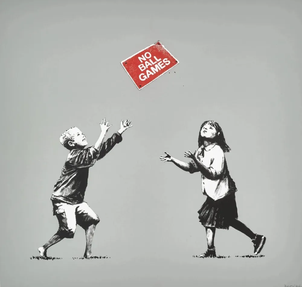 丝网印刷 Banksy - No Ball Games - grey