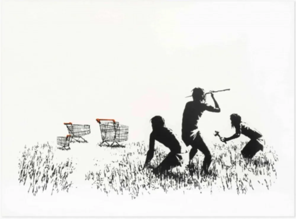 丝网印刷 Banksy - Trolleys (Black & White Unsigned)
