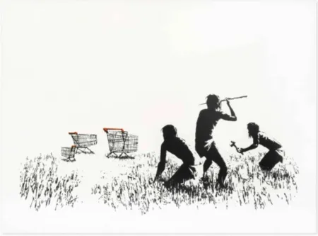 丝网印刷 Banksy - Trolleys (Black & White Unsigned)