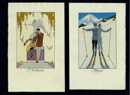 插图书 Barbier - FALBALAS ET FANFRELUCHES. Almanach des modes présentes, passées et futures pour 1922, 1923, 1924, 1925 et 1926. Collection complète