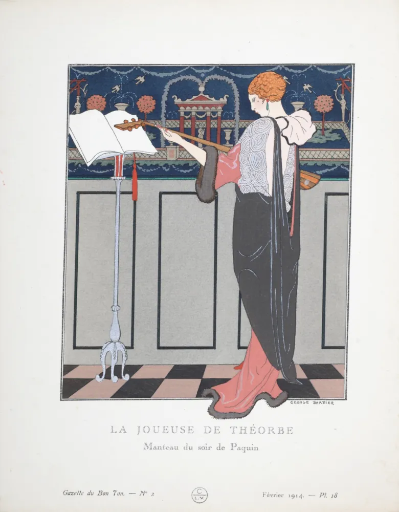 镂版印刷 Barbier - La Joueuse de Théorbe, 1914