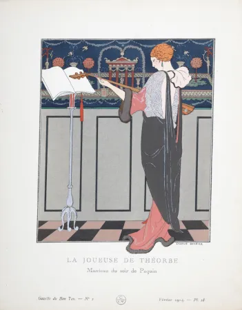 镂版印刷 Barbier - La Joueuse de Théorbe, 1914