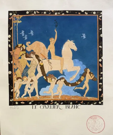 石版画 Barbier - Le Cavalier Blanc, Signée a la main