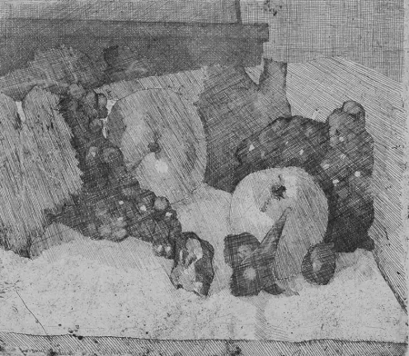 蚀刻版画 Barbisan - Natura morta con uva e fichi