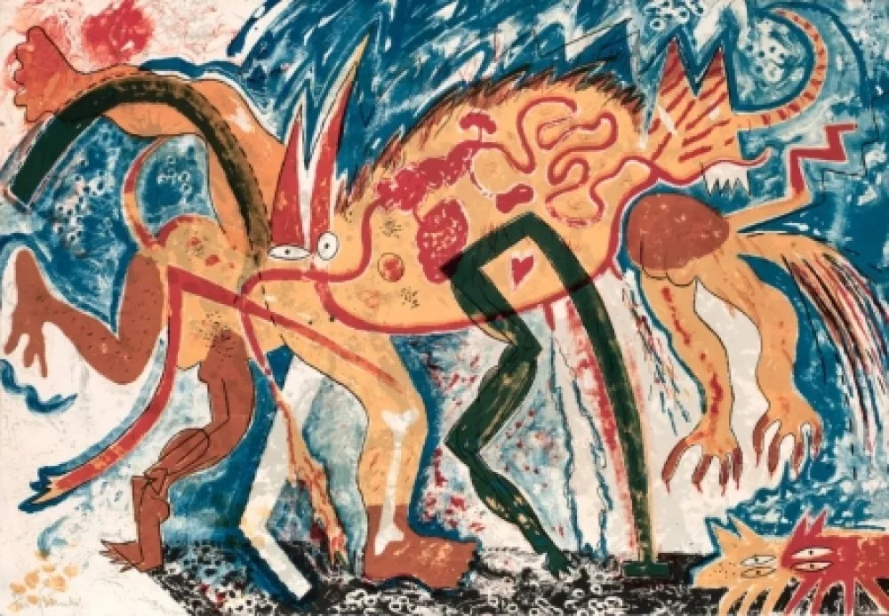 石版画 Barcelo - Animal amb tres pixerades