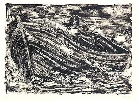 石版画 Barcelo - Barque