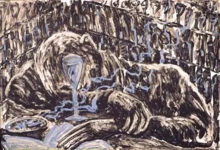 石版画 Barcelo - Hombre Borracho en un bar