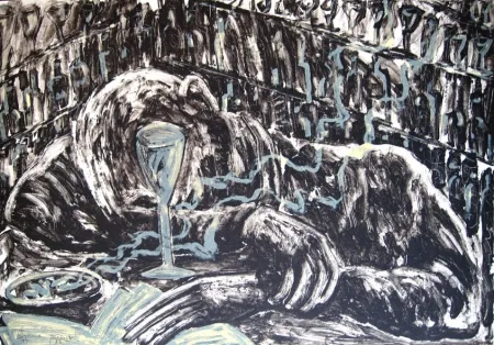 石版画 Barcelo - Homme ivre