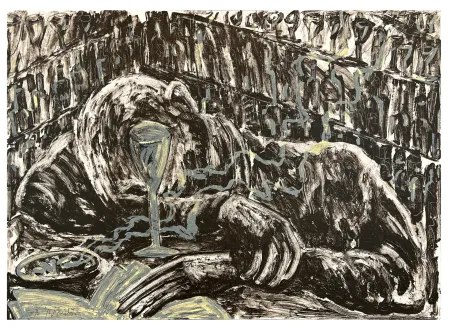 石版画 Barcelo - Jeune Homme Ivre