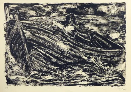 石版画 Barcelo - La barque