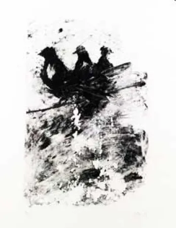 石版画 Barcelo - Les pigeons