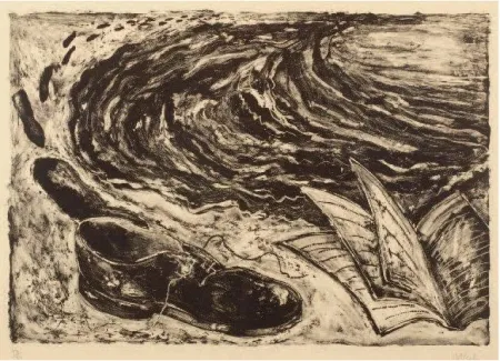 石版画 Barcelo - Soulier (shoe and book)