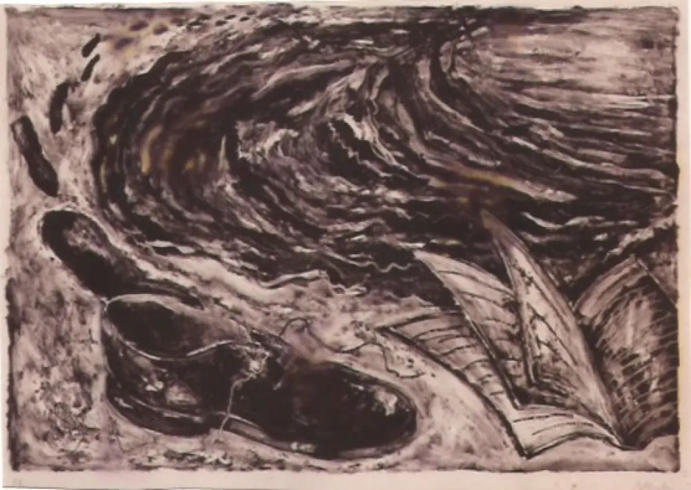 石版画 Barcelo - S/T (zapato y libro)