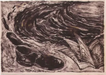 石版画 Barcelo - S/T (zapato y libro)