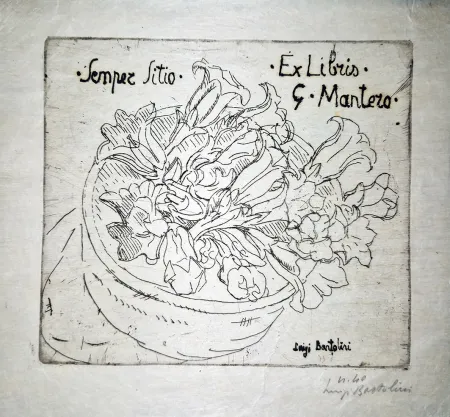 蚀刻版画 Bartolini - Ex libris G.Mantero-Genziane