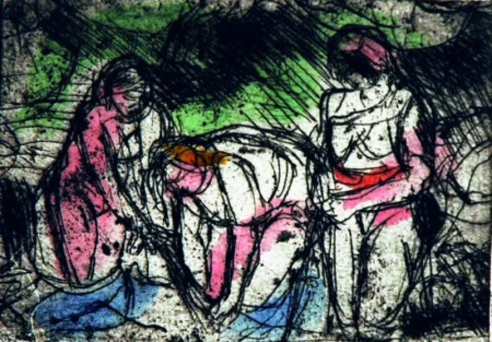 蚀刻版画 Bartolini - Ragazze al lavatoio