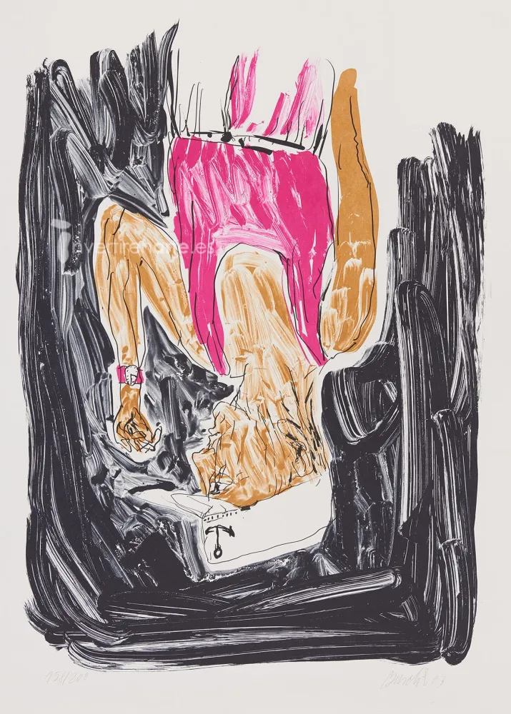 石版画 Baselitz - Einer malt mein portrait