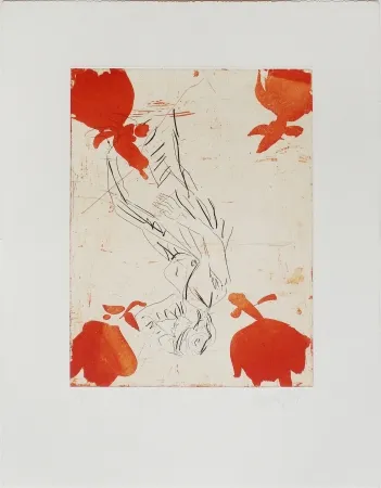 蚀刻版画 Baselitz - Melancholie, Vier Rosen