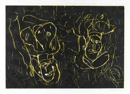 木刻 Baselitz - Woman and woman