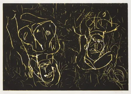 木刻 Baselitz - Woman and woman