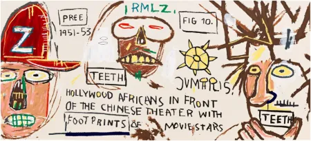 丝网印刷 Basquiat - HOLLYWOOD AFRICANS IN FRONT OF THE CHINESE THEATER WITH FOOTPRINTS OF MOVIE STARS