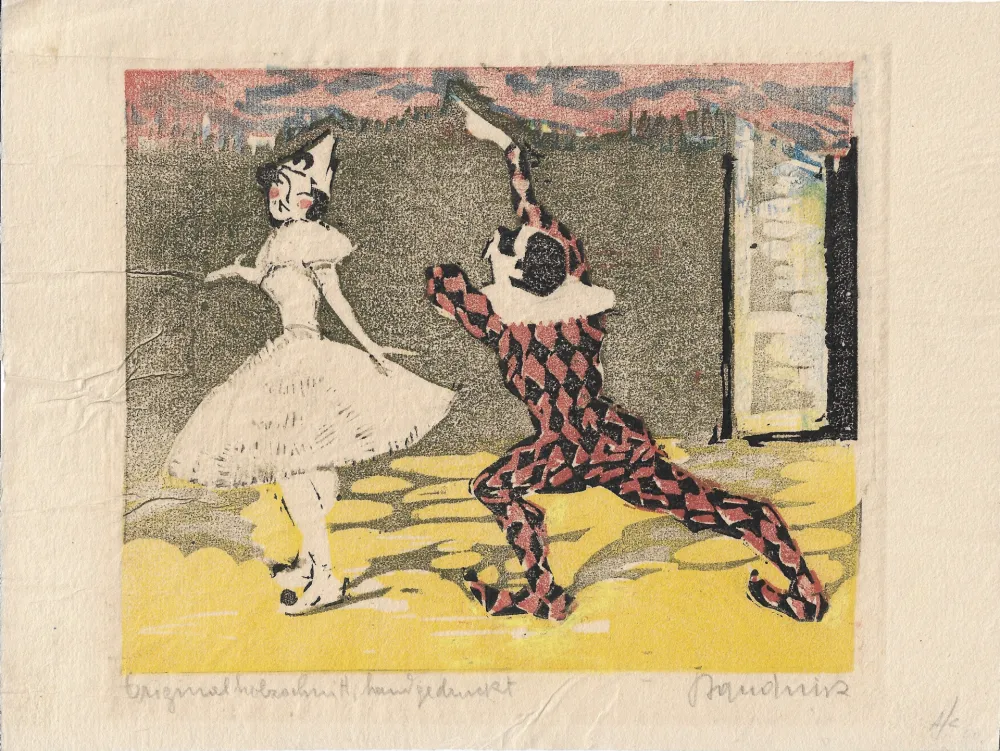 木刻 Baudnik - Harlequin & Columbine