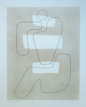 石版画 Baumeister - Linienfigur mit hellen Flächen