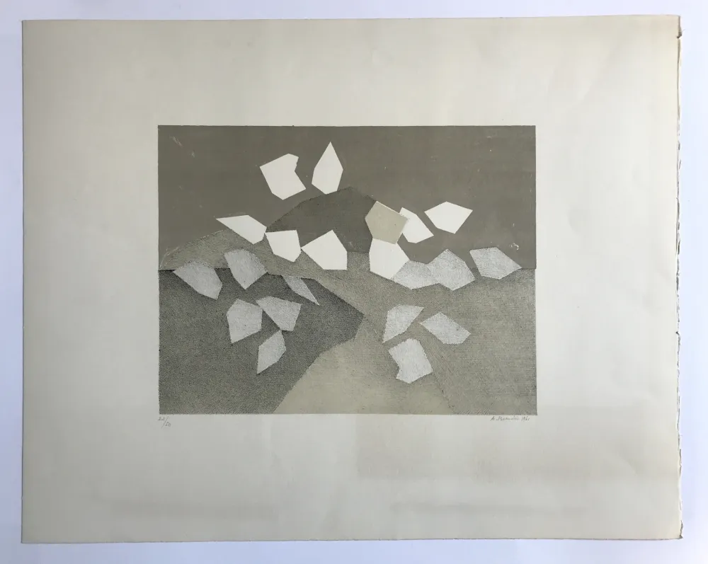 石版画 Beaudin - Sans titre (Composition à dominante marron et beige)