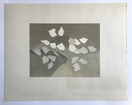 石版画 Beaudin - Sans titre (Composition à dominante marron et beige)